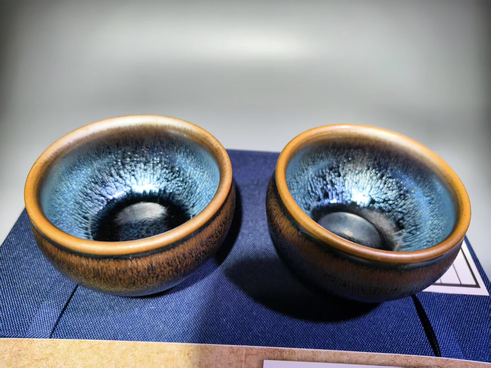 一对 邹明银毫建盏将军对杯