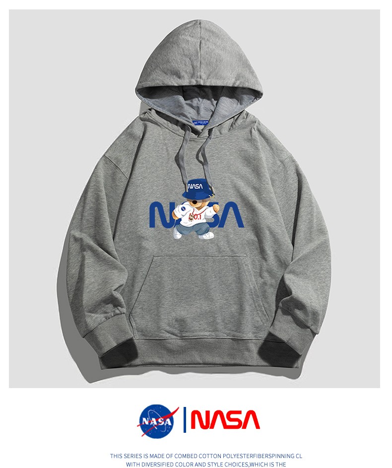 nasa giss官方联名【两件更划算】连帽卫衣男女同款秋季情侣装休闲