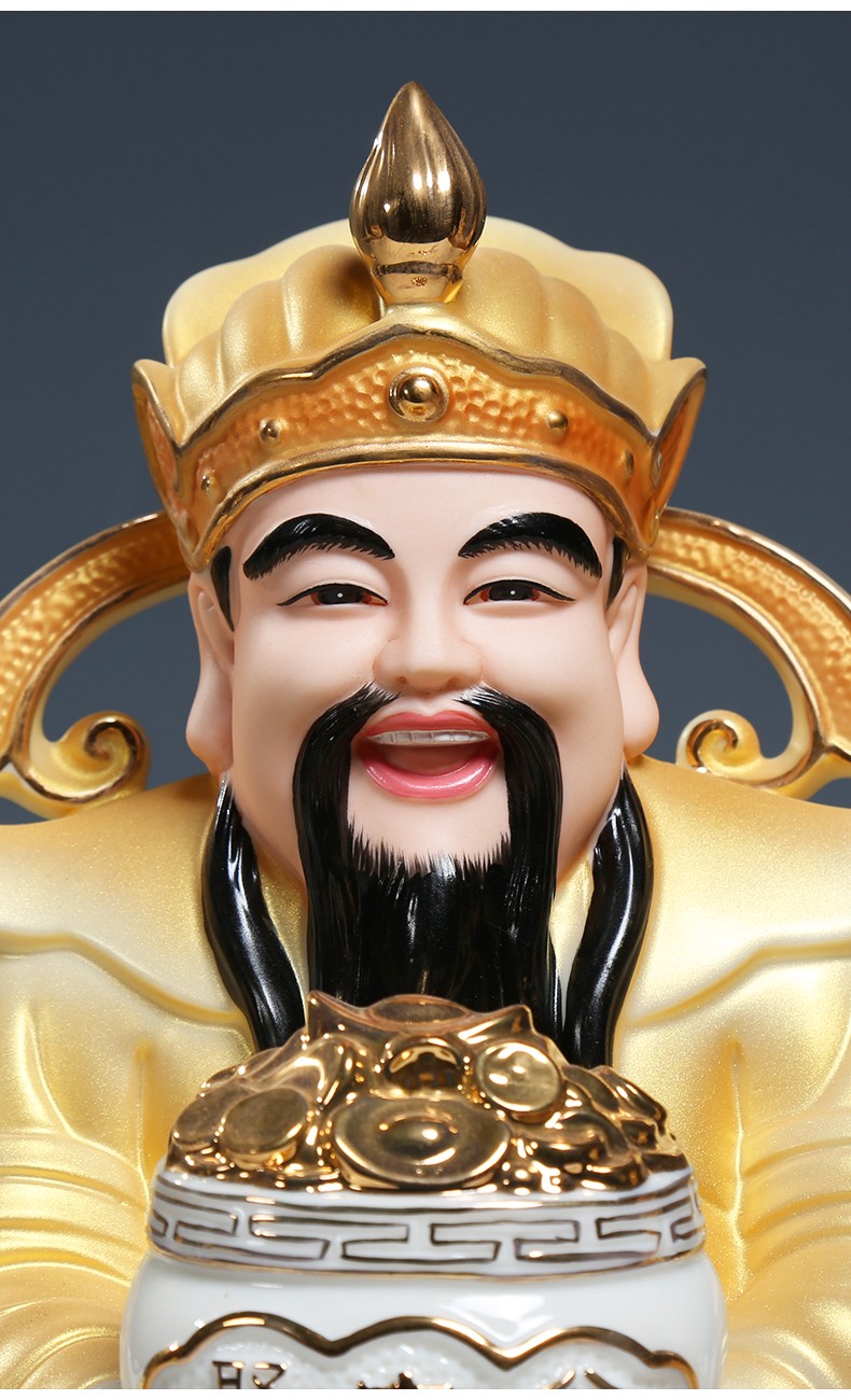 微美德化陶瓷多尺吋如意财神彩绘佛像开业旺财财神像招财进宝红彩财神