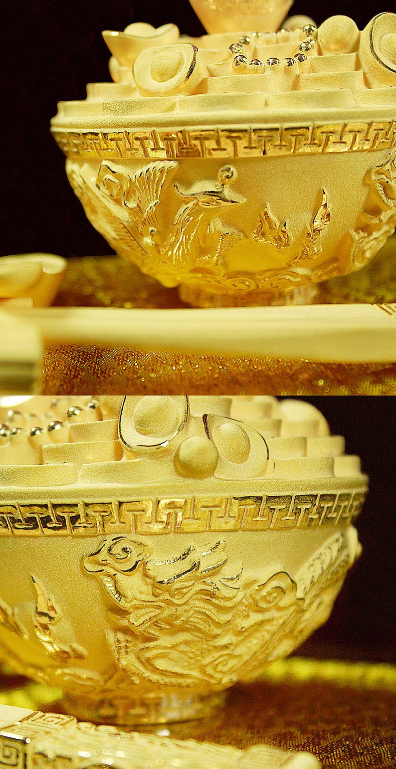 映源 金碗摆件金碗筷三件套宝宝满月认干儿子干女儿礼物金饭碗黄金