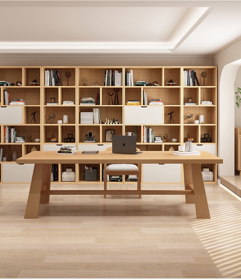 bui 客厅实木大书桌全家学习桌简约家用办公桌书房读书写字桌大工作台