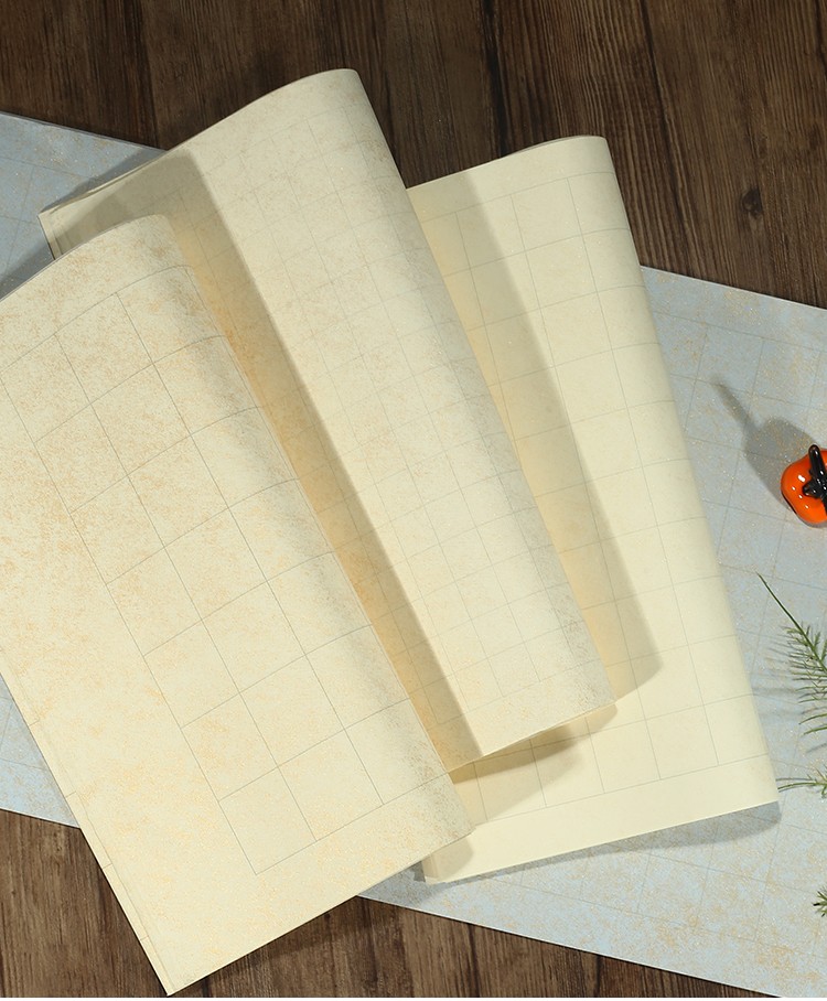 希古斋蜡染笺鎏金方格子半生半熟复古宣纸四尺整张对开条屏国展参赛