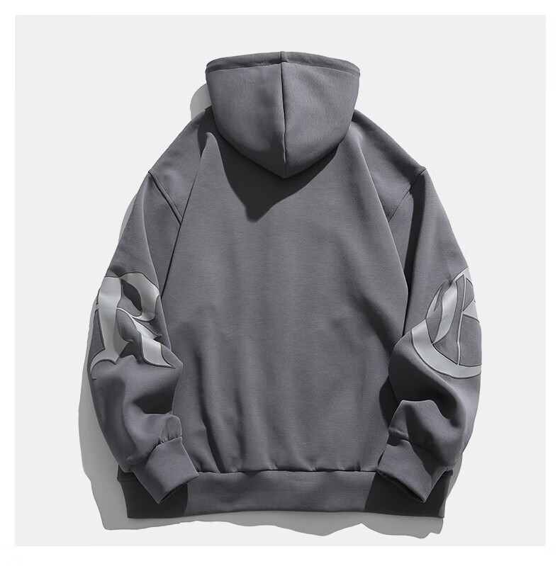 督营(duying) 连帽卫衣男秋季潮牌宽松休闲落肩袖外套男士潮流上衣