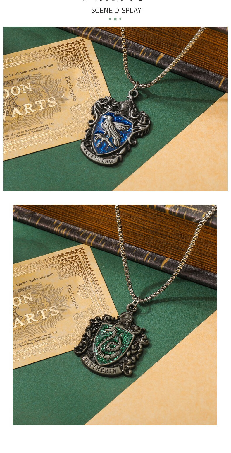 哈利波特周边项链赫奇帕奇狮子学院拉文克劳斯莱特林吊坠男马尔福