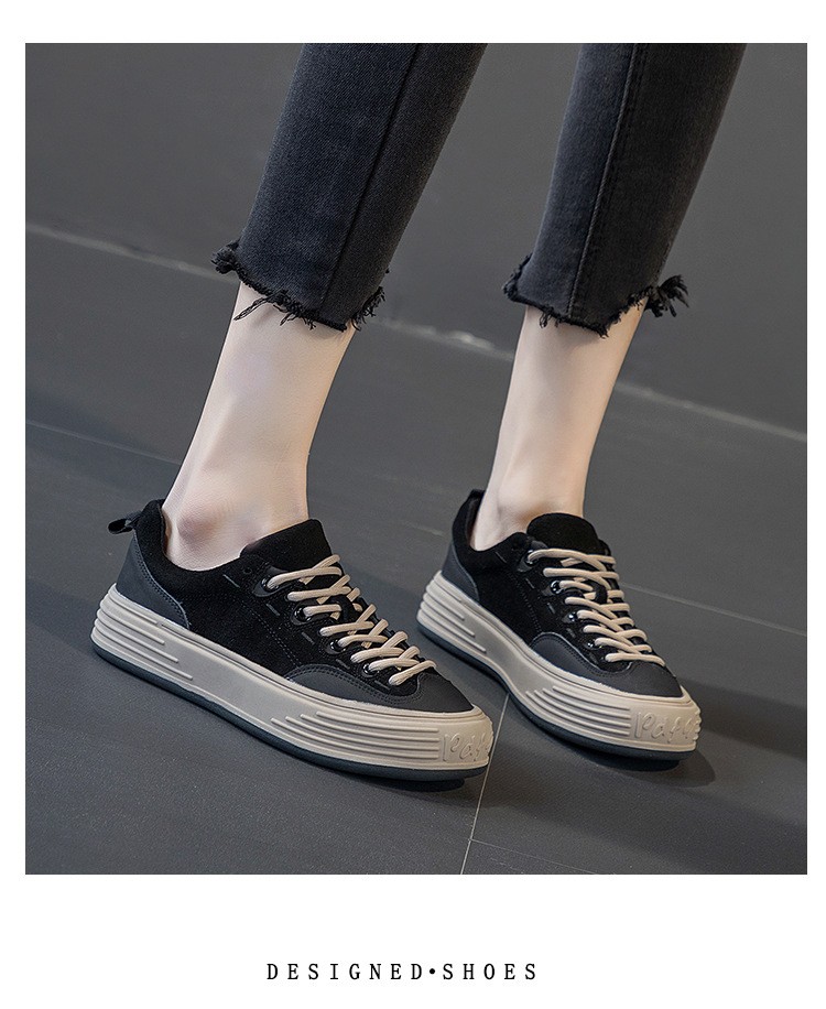 hangten欢腾欧洲站2020秋冬季新款休闲鞋女松糕厚底百搭系带板鞋ins