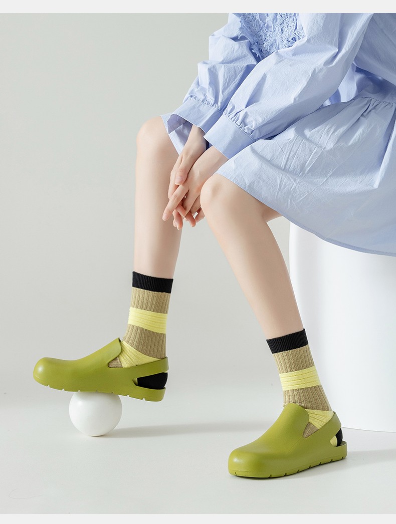 南极人女士袜子灯笼袜子女中筒袜小众设计日本猪大肠袜ins潮凉鞋堆堆