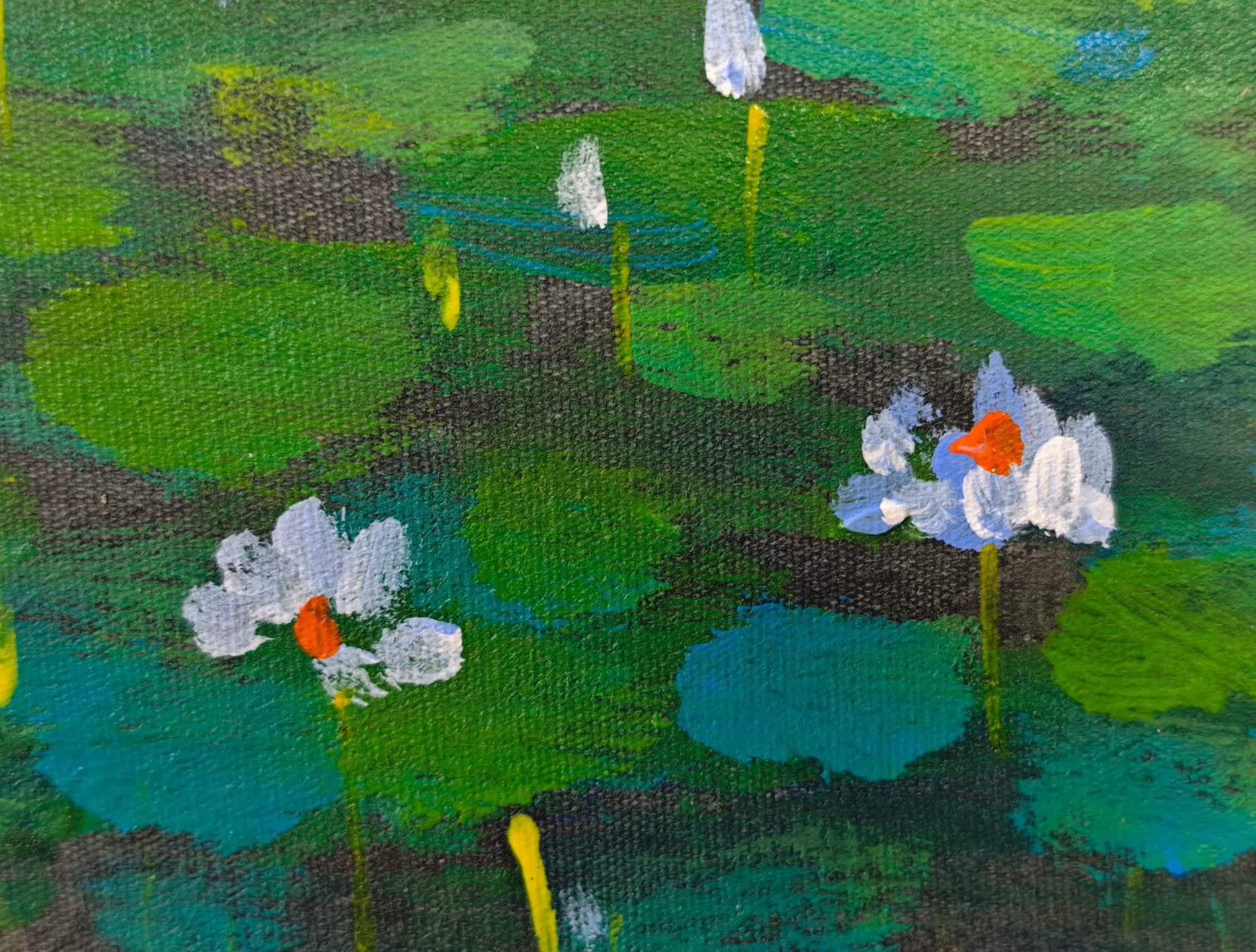 荷花纯手绘油画ysp6