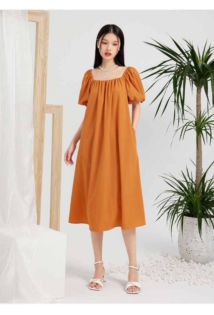 ief/爱依服连衣裙2022年夏季新款韩系度假风简约高级感泡泡袖长裙35