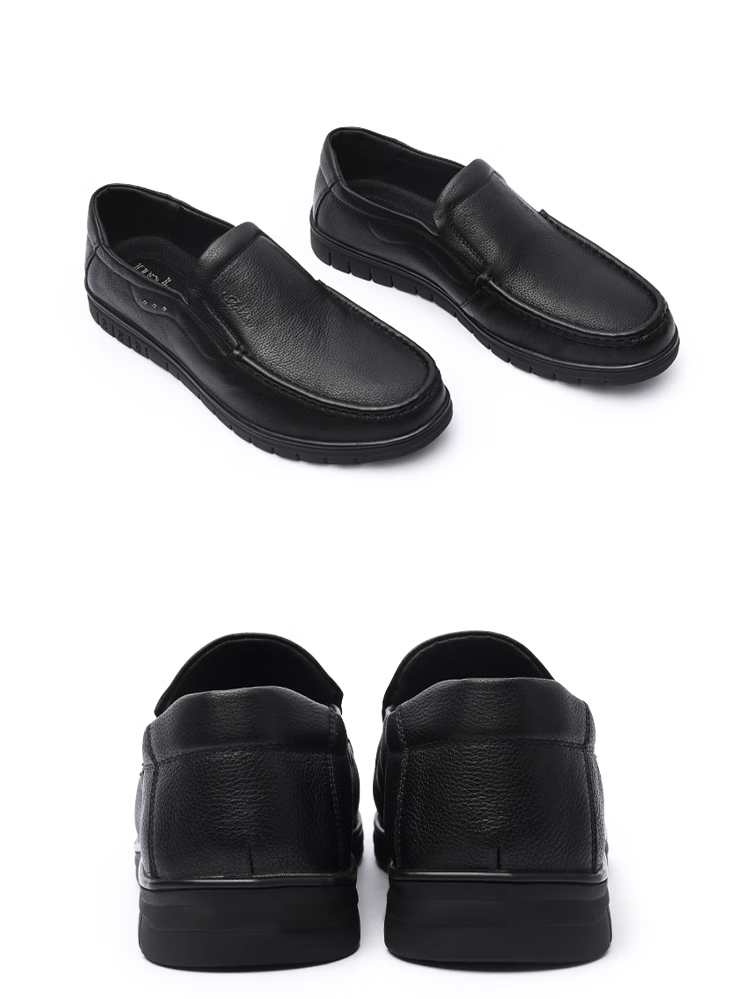 金猴jinho男鞋休闲皮鞋真皮舒适平跟耐看通勤皮鞋sm20427a 黑色 40码