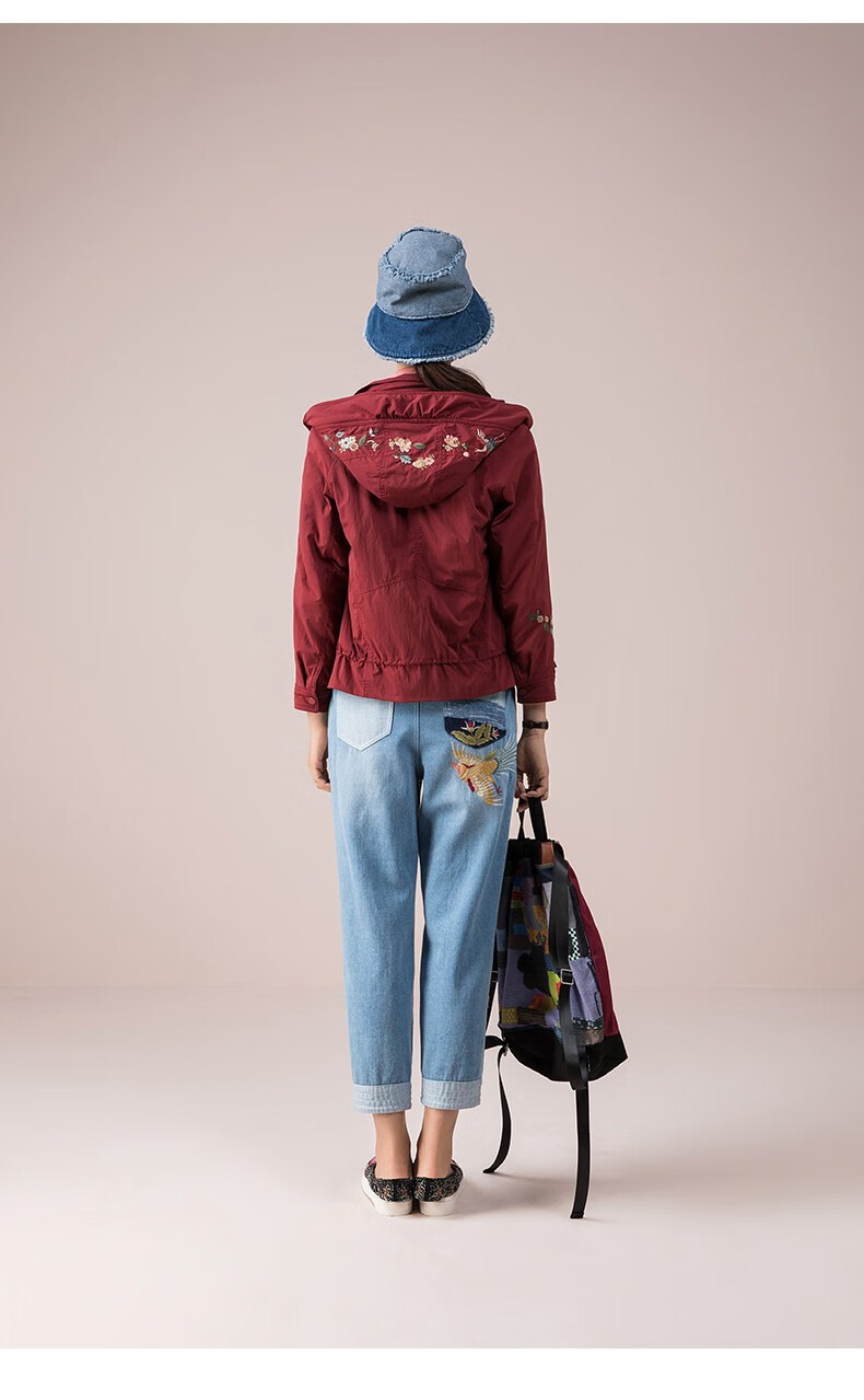 渔牌女装牛仔裤2022年女新款收腰洗水纯棉全棉休闲九分裤fgec6006 浅