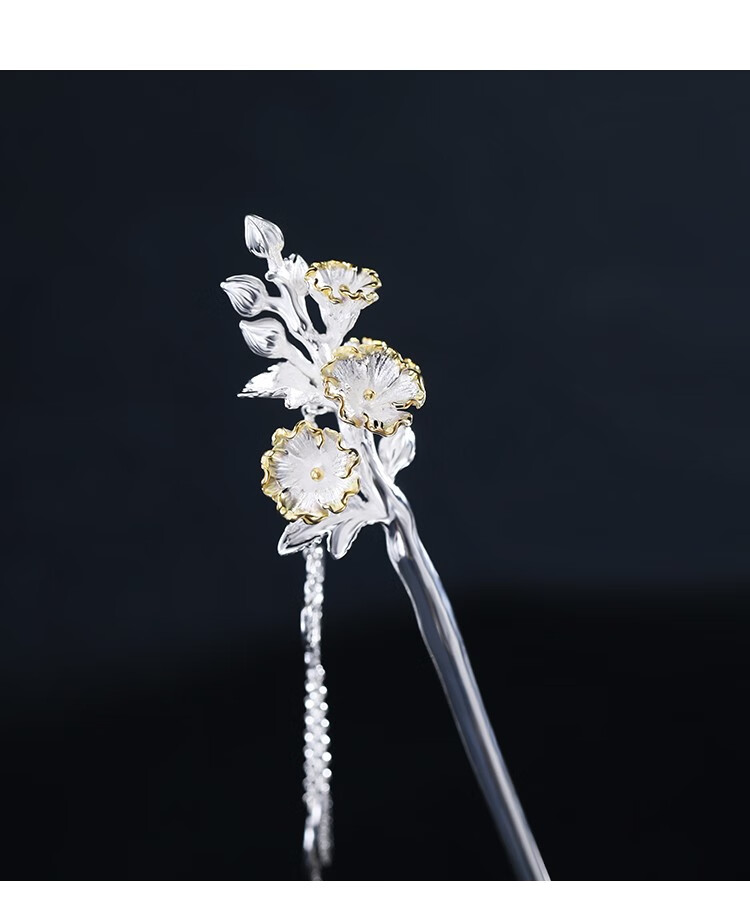 复古风日常百搭汉服头饰七月花神海棠花簪子后脑勺头花送老婆七夕礼物