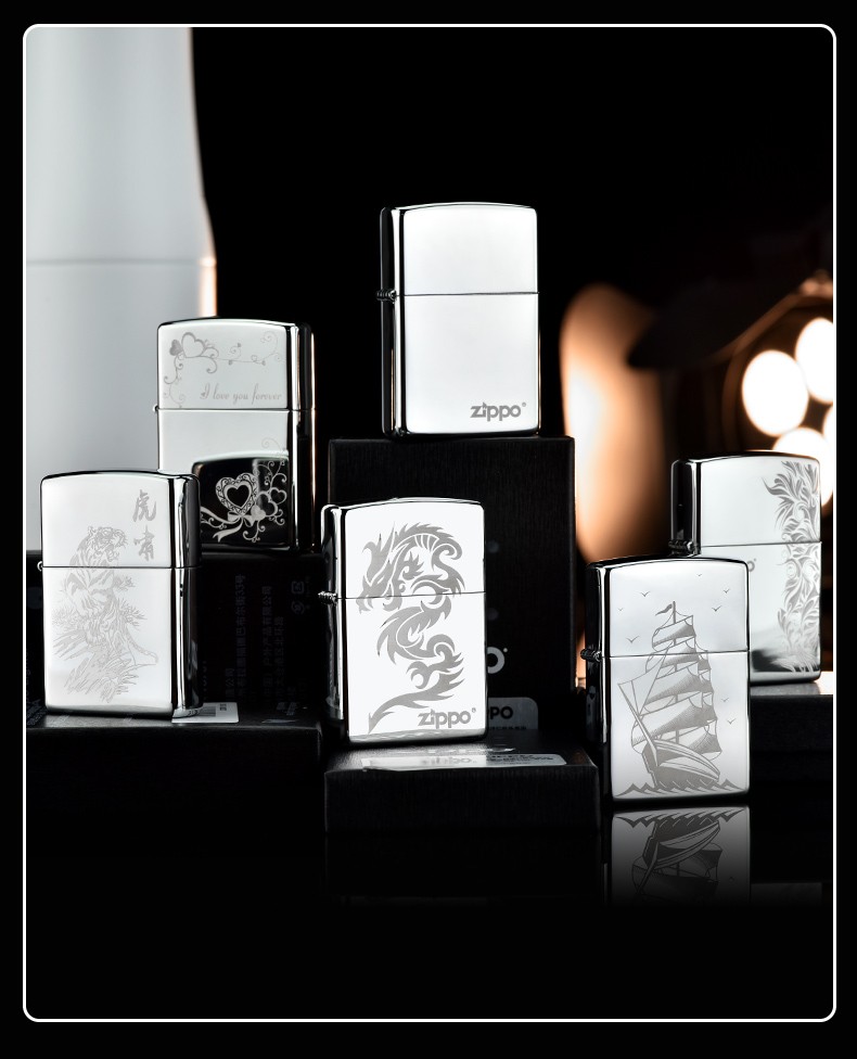 美国进口之宝zippo打火机 原装经典镜面镀铬250白冰标志 煤油防风打