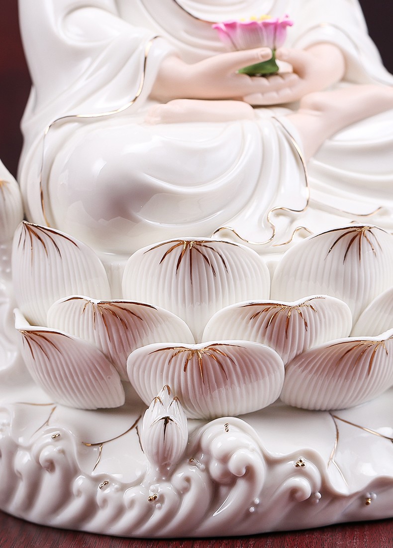 造趣zaoqu如来佛坐莲释迦牟尼佛供奉佛像佛教陶瓷摆件16寸白瓷