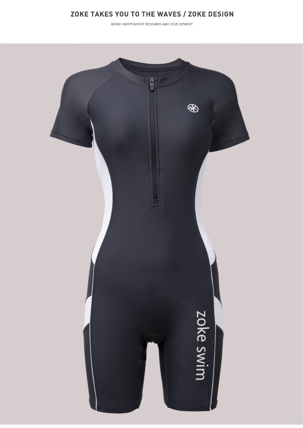 洲克(zoke) 洲克(zoke)泳衣女连体五分裤专业游泳训练保守显瘦女士