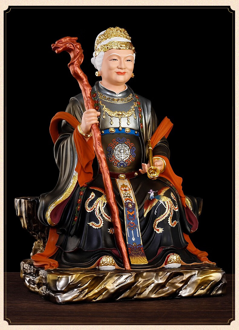 慈缘阁 新款古彩黑妈妈像黑老太太神像黑老太像黑奶奶佛像居家摆件 12