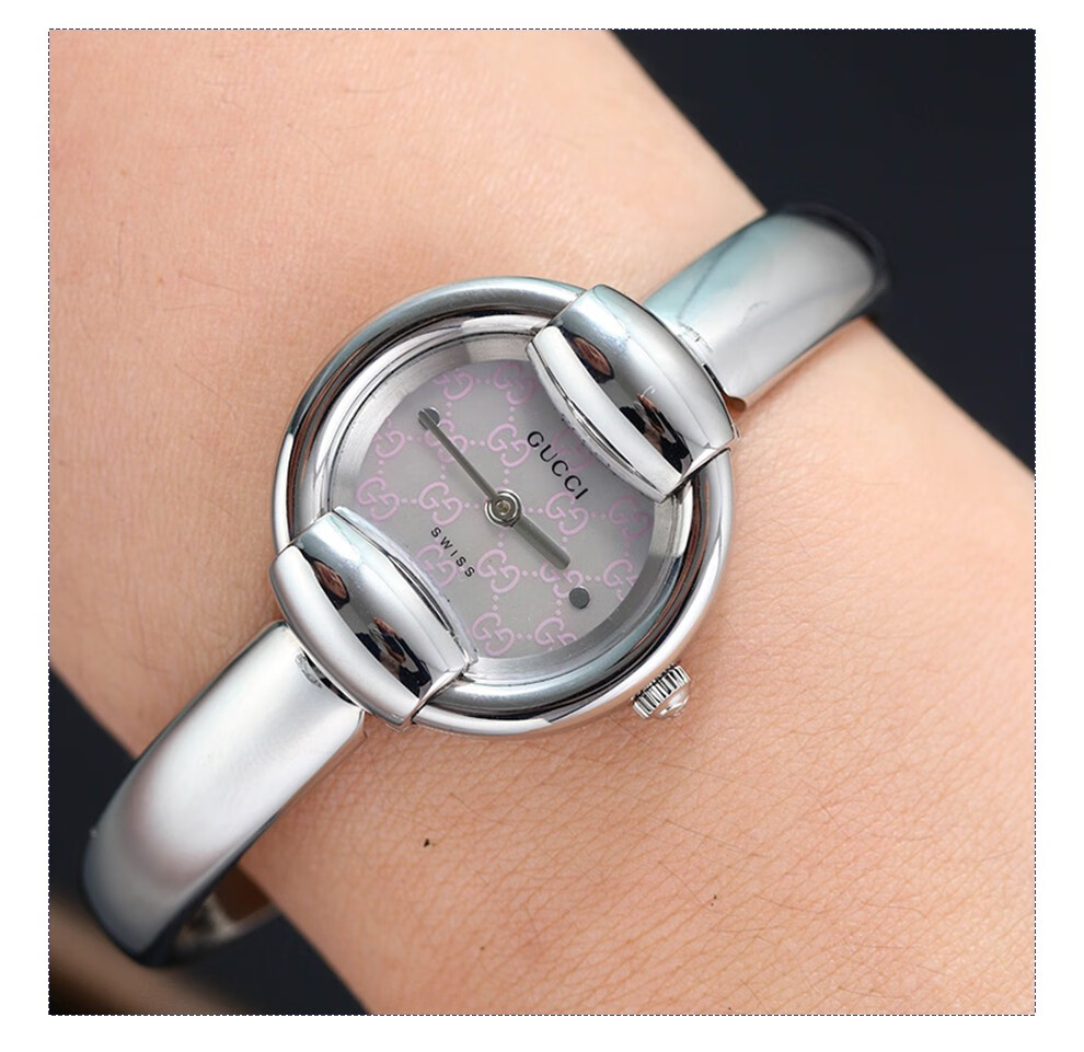 【二手95新】gucci古驰中古表粉珍珠色表盘石英女表时尚女士手表二手