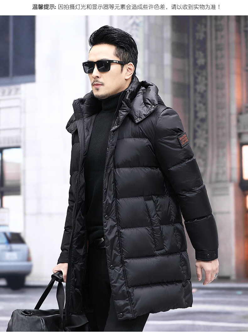 besnos意大利品牌高端鹅绒羽绒服男冬季中长款新款加厚商务长款爸爸