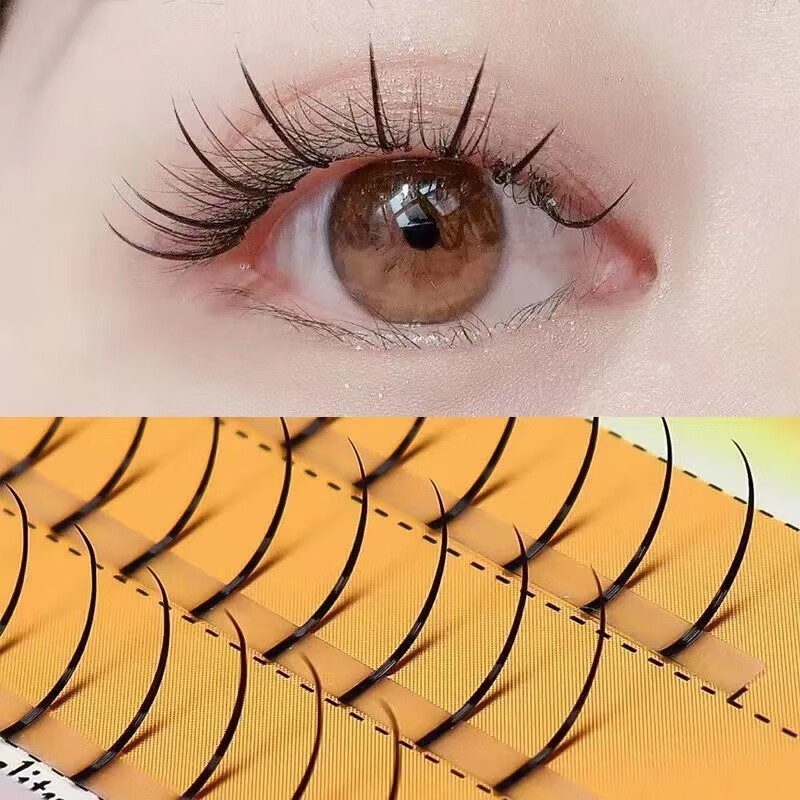 靓翘鱼尾假睫毛自然仿真网红仙子睫毛10根朵毛嫁接睫毛分段自然柔软