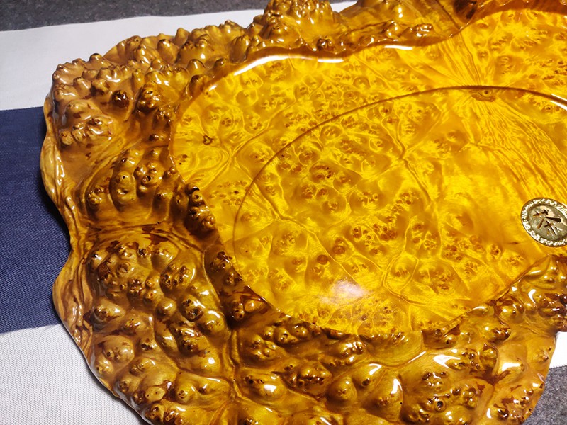 缅甸黄金樟根雕茶盘头层包边实木整块树根茶海 77* 41* 5cm【图片