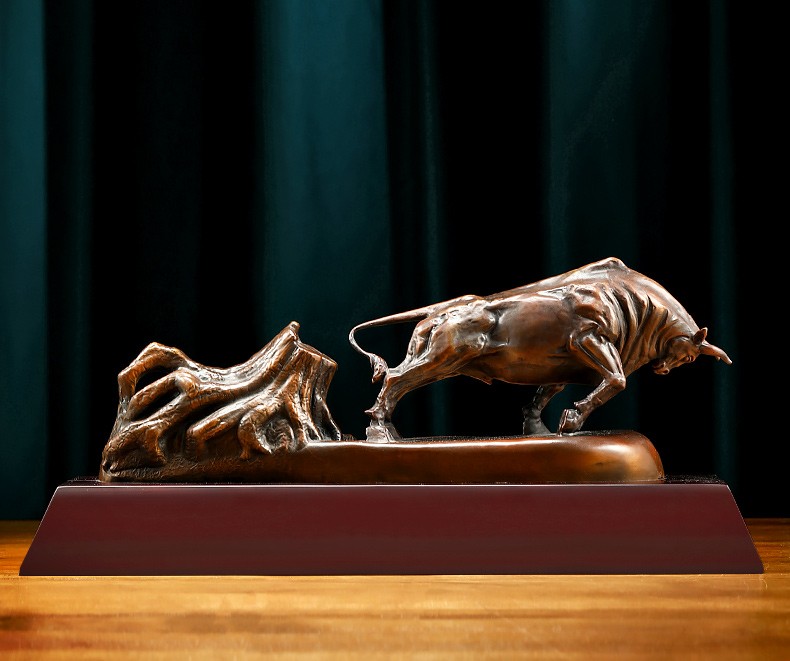 物方轩品牌 全铜拓荒牛摆件客厅书房办公室桌面开拓牛装饰品公司开业