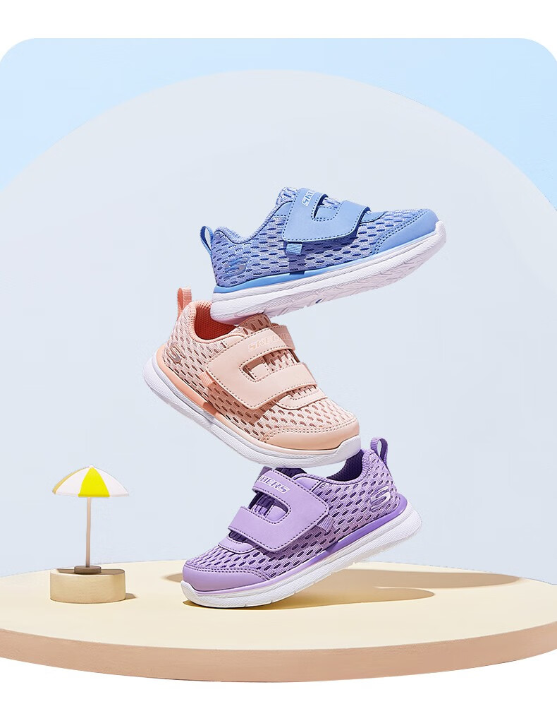 斯凯奇童鞋宝宝学步鞋男女童网鞋新款舒适百搭小童运动鞋312027n 桃