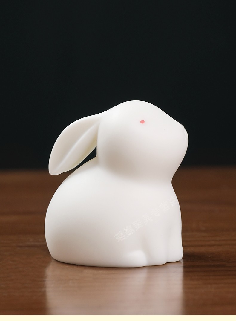 宏韶 陶瓷新中式现代可爱玉兔一对动物桌面摆件结婚送对象礼品创意