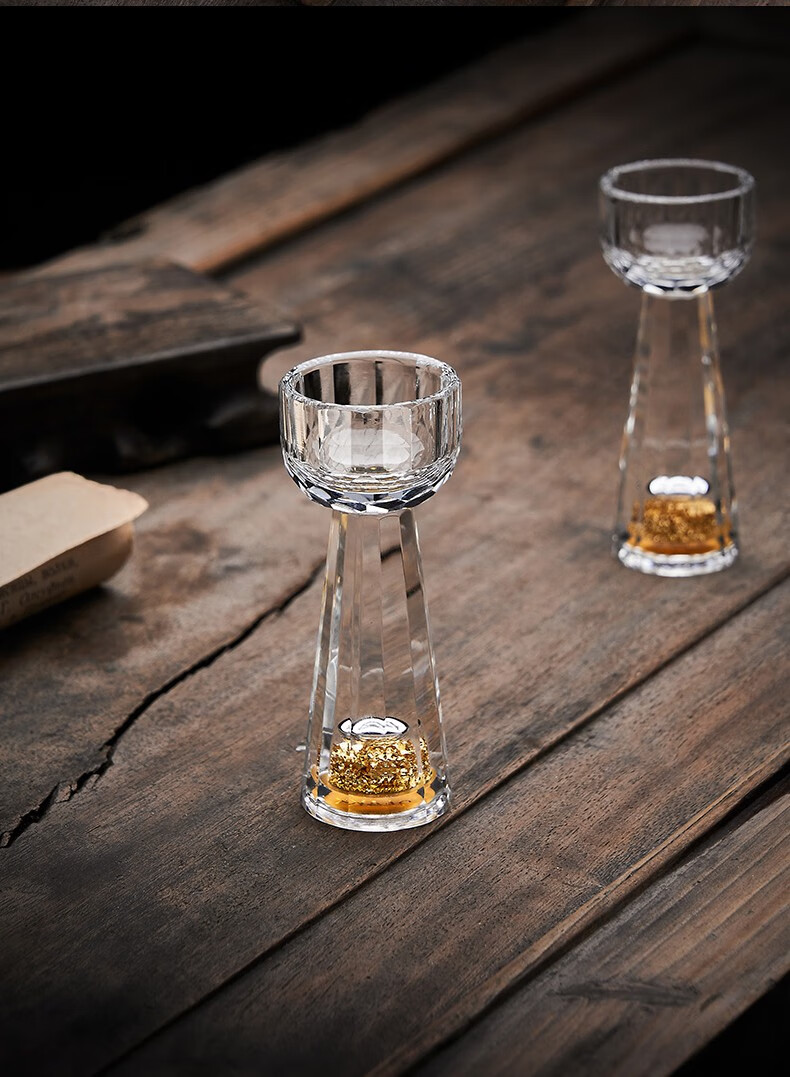 轻奢高档金箔白酒杯礼盒套装高端家用分酒器高级水晶酒具 金樽白酒杯8