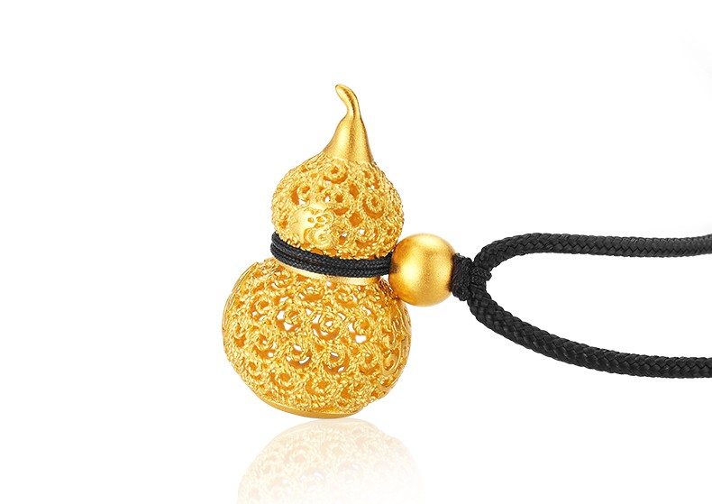 圣诞节礼物tsl谢瑞麟古法金系列黄金吊坠如意金葫芦足金气质项链挂坠