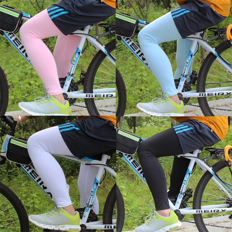 夏季冰丝骑行防晒腿套防打滑男女士紧身护腿户外运动跑步腿套黑色腿套
