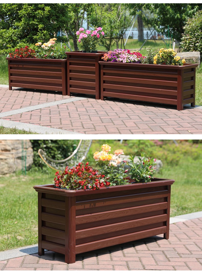 瑾园定制铝合金花箱户外长方形组合铁艺花箱庭院花坛室外特大花盆树箱