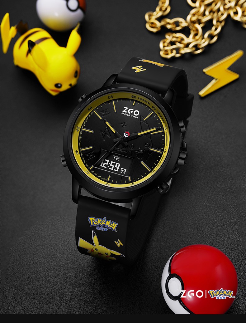 正港zgo皮卡丘系列手表男学生潮流时尚防水夜光卡路里计步温度运动表