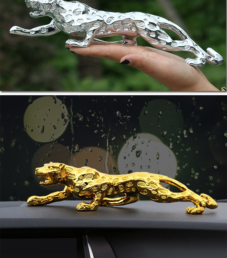 金钱豹汽车摆件 车载中控台摆件男士车内饰品抱座式车上用品大号金色