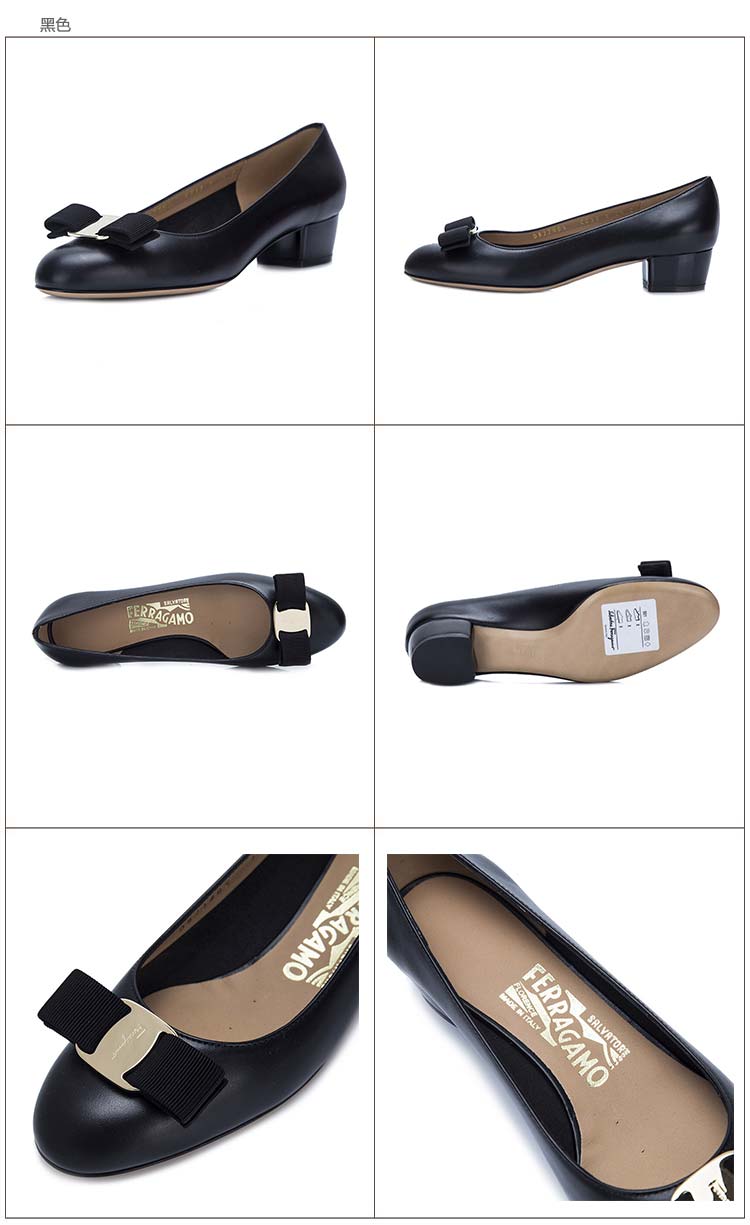 女鞋salvatore ferragamo 菲拉格慕 女士vara系列牛皮粗跟皮鞋