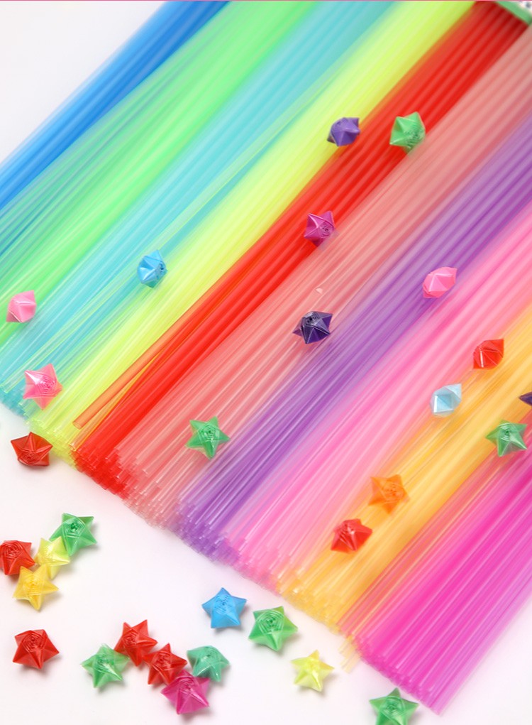 兰衍 折星星的纸 创意透明彩色叠编织五角星管子 幸运星吸管 1314根