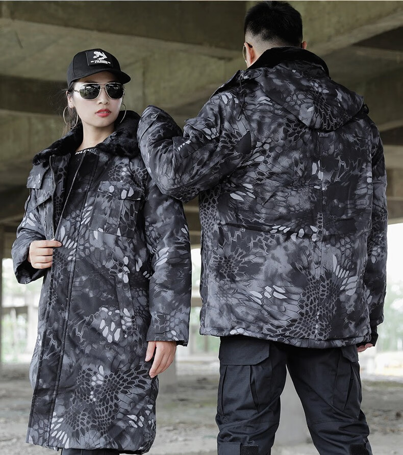 长款保安工作服执勤劳保冷库棉袄 cp迷彩大衣【加厚短款】内胆可拆卸