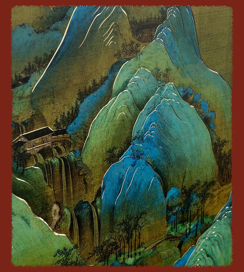 铜师傅手工錾刻铜雕画千里江山竖幅装饰画玄关画壁画千里江山竖幅a款