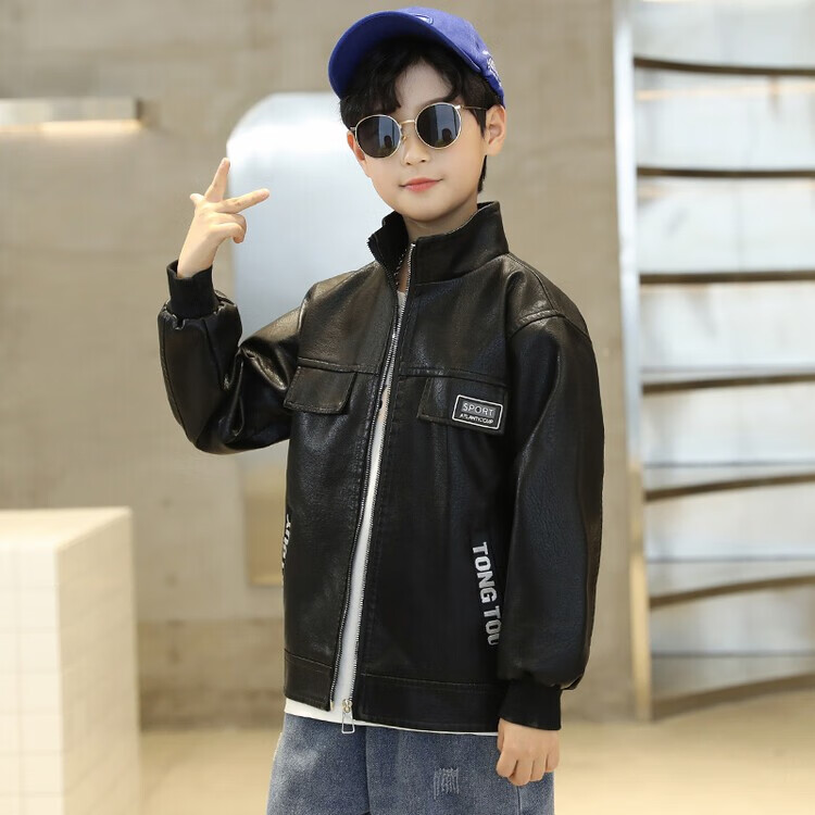 恒孞童装男童皮衣外套秋装新款中大儿童小学生pu皮衣男孩子春秋装时尚