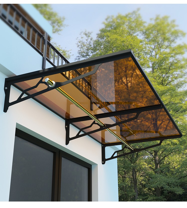 wasainiu钢化玻璃雨棚别墅庭院雨棚户外露天防水遮阳雨棚门窗雨棚黑色
