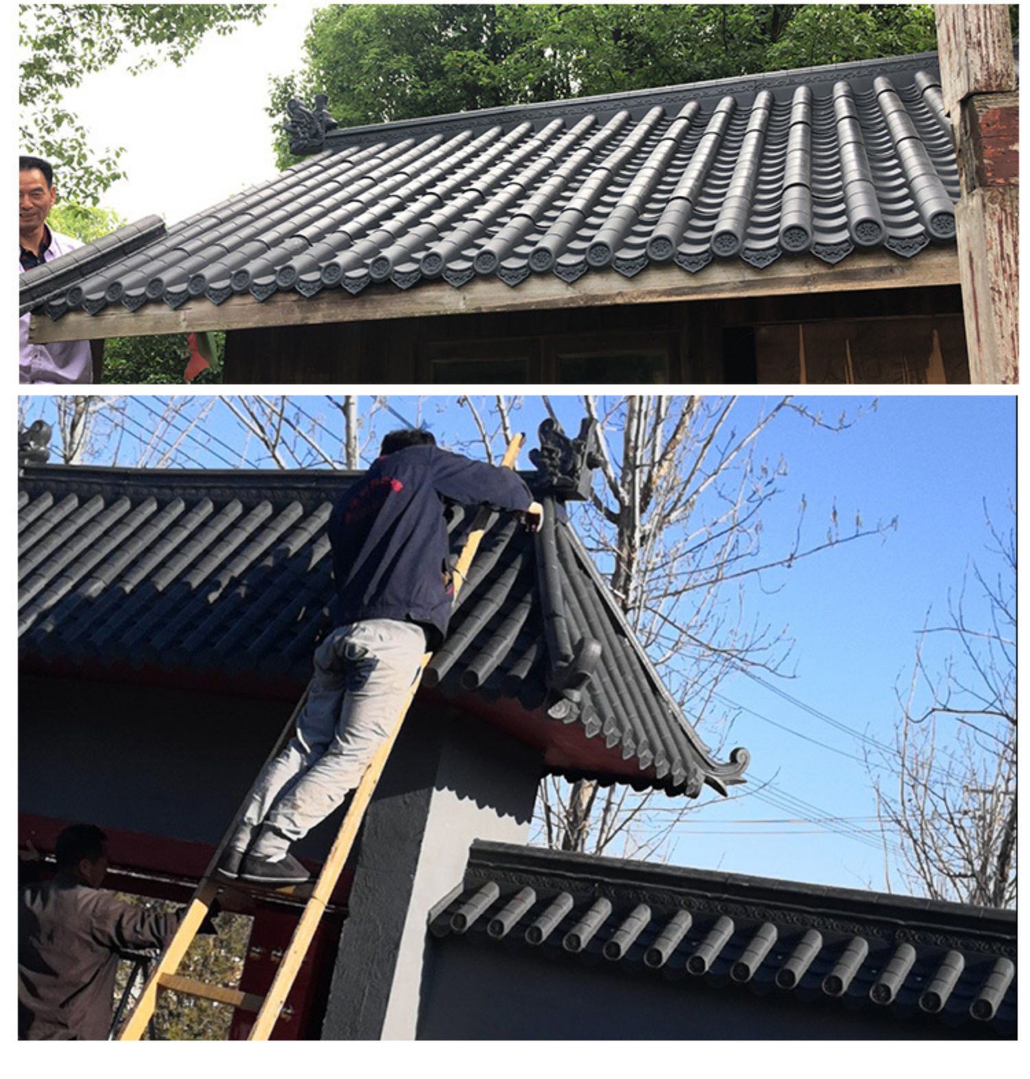 树脂瓦瓦片屋顶围墙瓦双面墙头瓦片树脂瓦仿古塑料瓦马头墙压顶瓦仿古