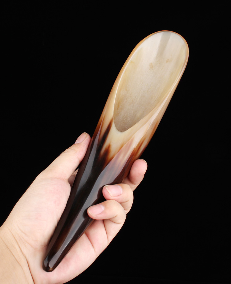 天然白牦牛角刮痧筒全身通用拨经拔筋棒足底点穴棒刮痧板大号按摩板耗