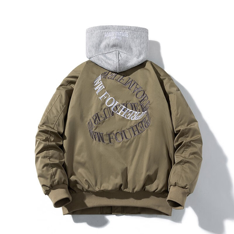 boy bees潮牌美式潮流纯色刺绣加棉夹克男秋秋季加厚外套余文乐棒球服