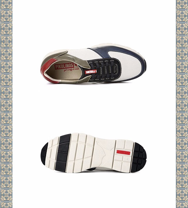 pikolinos派高雁21春季擦色牛皮拼色松紧带运动深口男鞋ps18503 墨