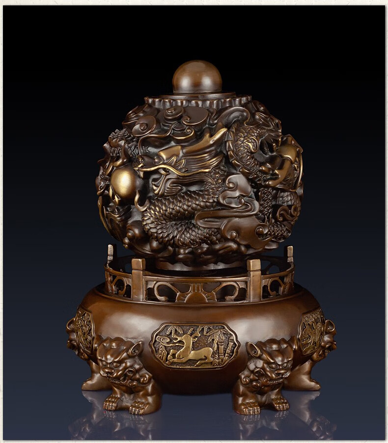 慕芳阁纯铜九转乾坤鼎摆件九龙乾坤鼎工艺品办公室家居客厅装饰品公司