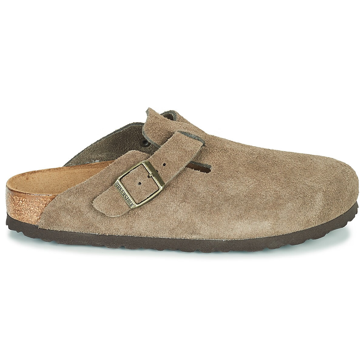 birkenstock勃肯包头洞洞鞋棕色翻皮圆头拖鞋软木底春秋