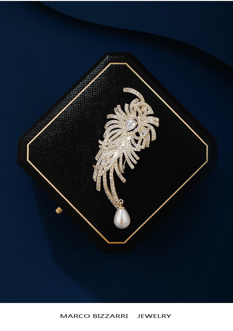 marco bizzarri奢侈品奈羽珍珠翅膀胸针高档女精致个性胸花2022年新款