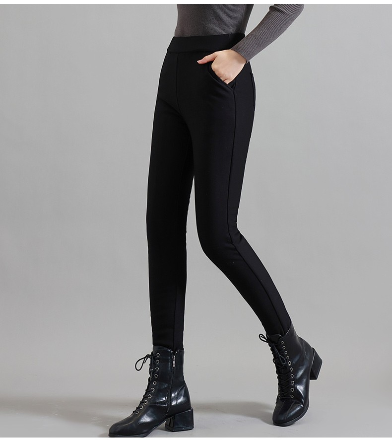 外穿秋冬季新款加绒加厚羊毛小脚棉裤高腰显瘦保暖裤黑色l推荐85105斤