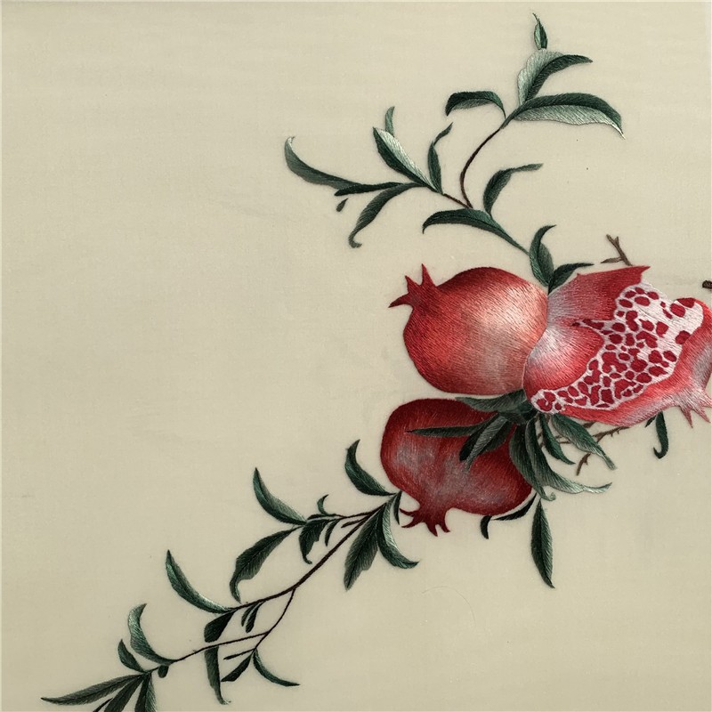 汉宫 苏绣挂画新中式纯手工刺绣客厅装饰画1--4丝石榴成品绣画高档