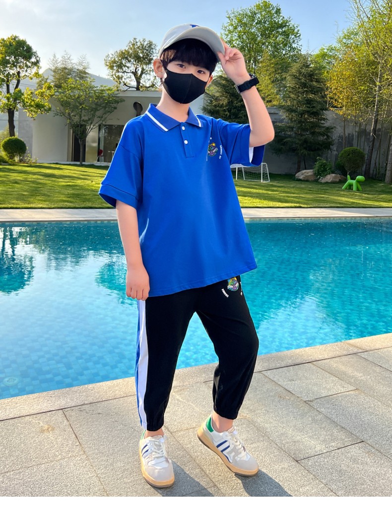 丹莎柔 小男孩套装夏天衣服14岁儿童运动男童短袖polo衫两件套2020小9