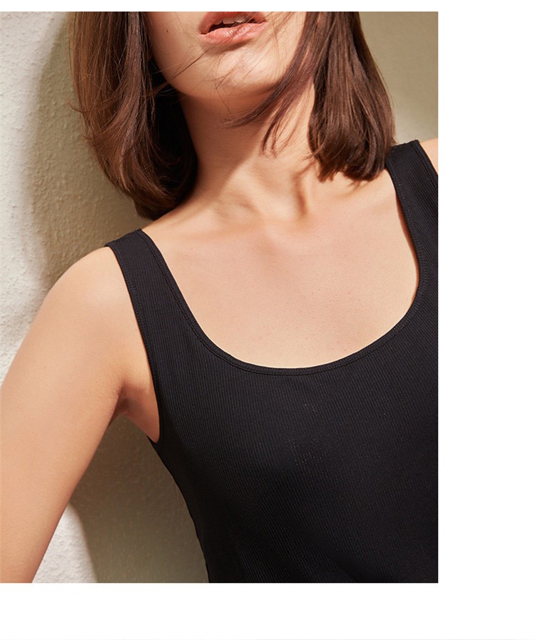 曼妮芬带杯背心莫代尔长款轻薄舒适休闲百搭运动简约010白色xl码17095