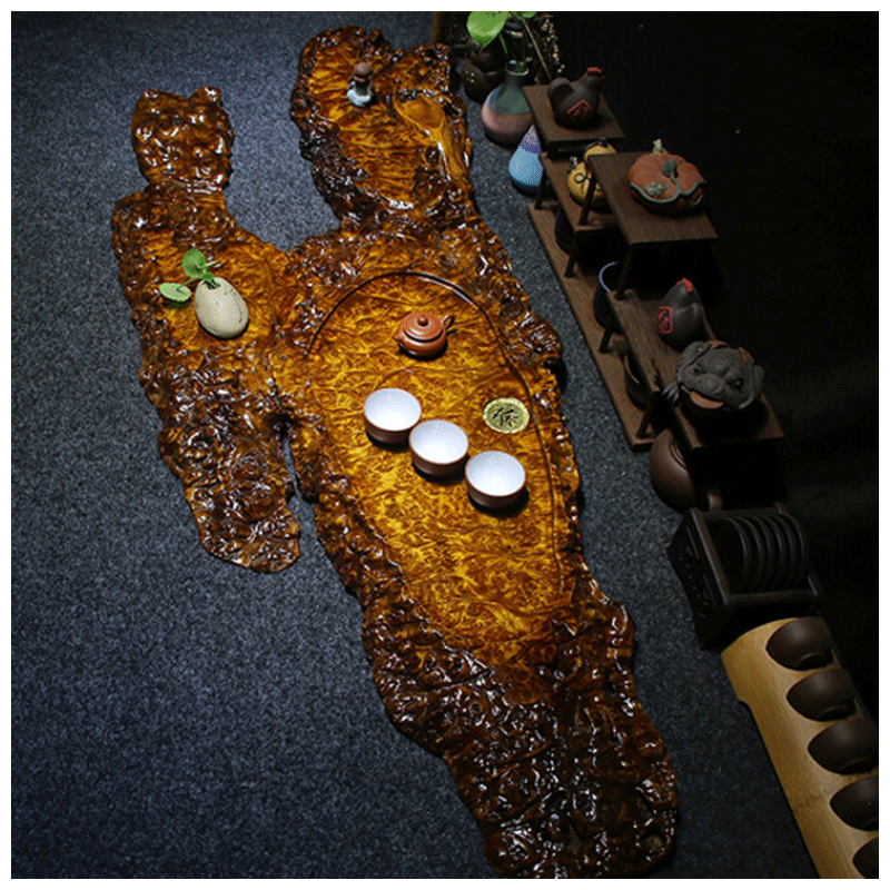 金丝楠木实木茶盘家用树根茶具黄金樟整块根雕原木功夫茶海茶台 02